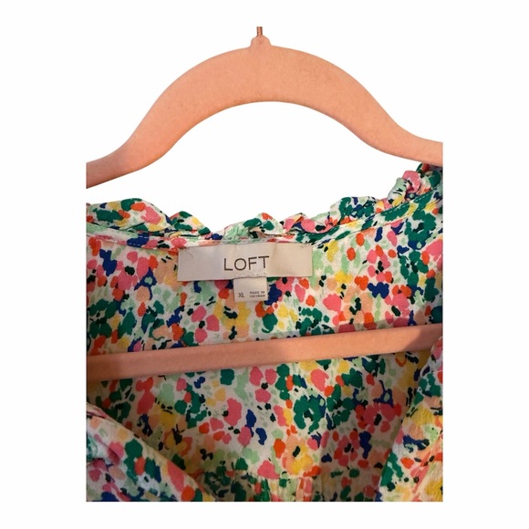 LOFT Multicolor Floral Ruffle Top - Picture 2 of 4